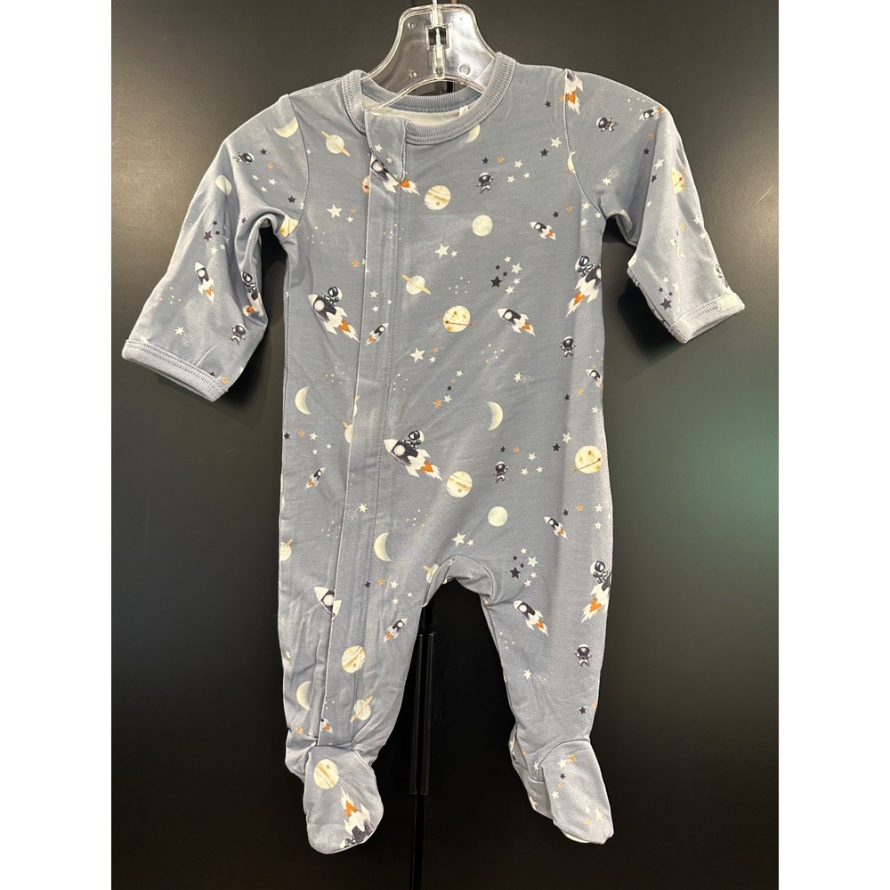 Coccoli Baby Space Rocket Astronaut Modal Footed Pajama Blue 1M PZM6103